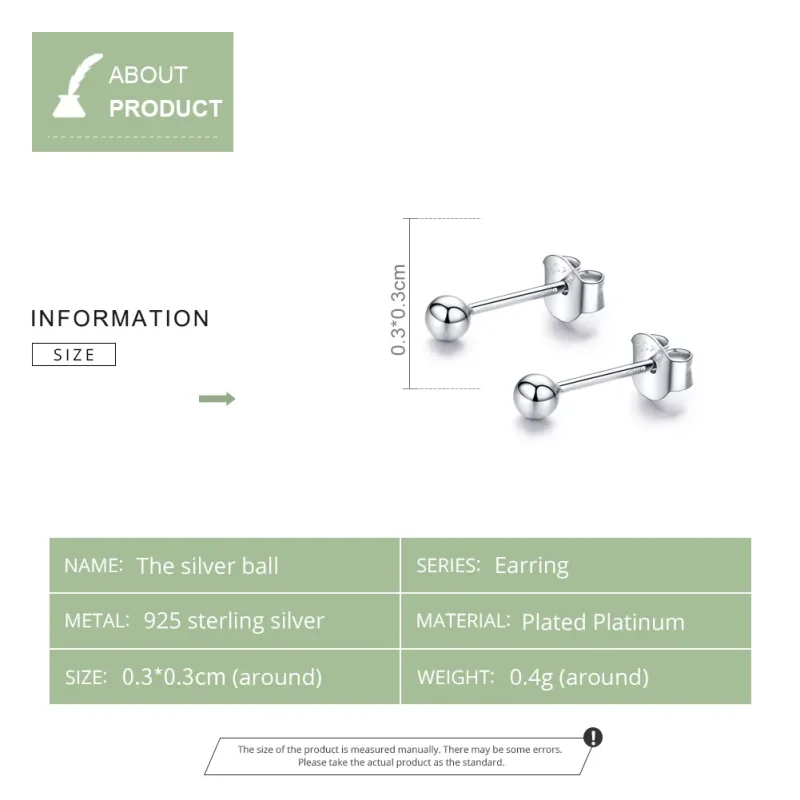 (bilde for) Pandora Style Silver Small Ball Stud øredobber - SCE581 - Vis 8