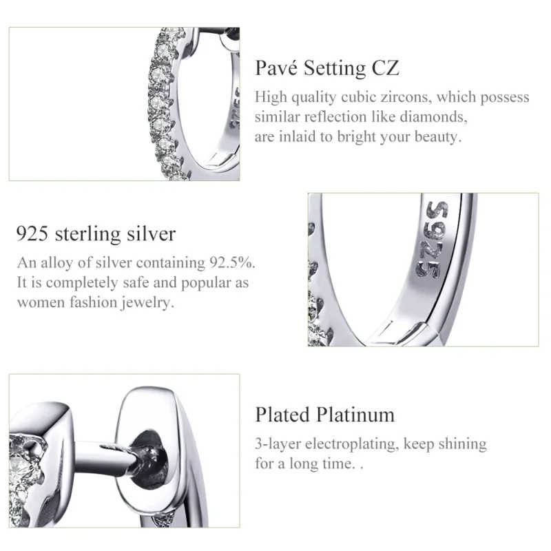 (bilde for) Pandora Style Silver Small Circle Hoop øredobber - SCE498-A - Vis 3