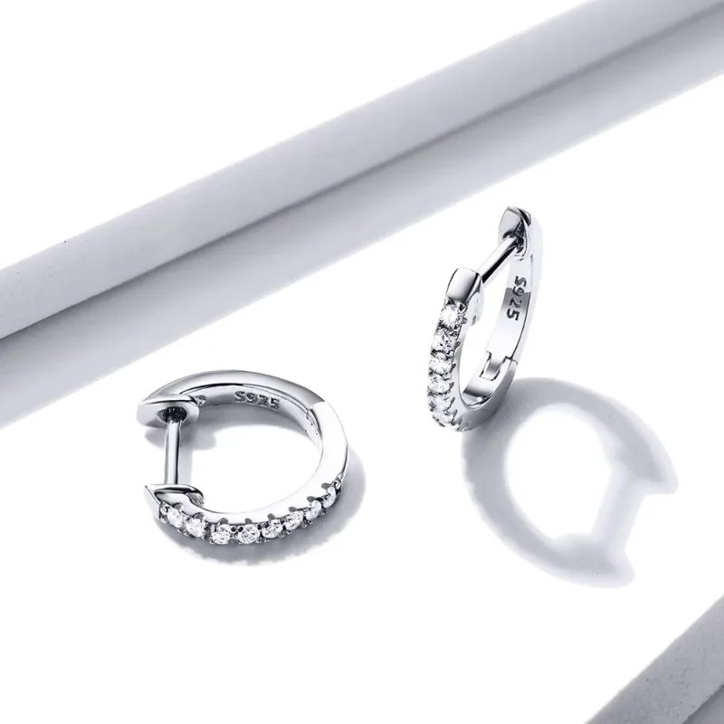 (bilde for) Pandora Style Silver Small Circle Hoop øredobber - SCE498-A - Vis 2