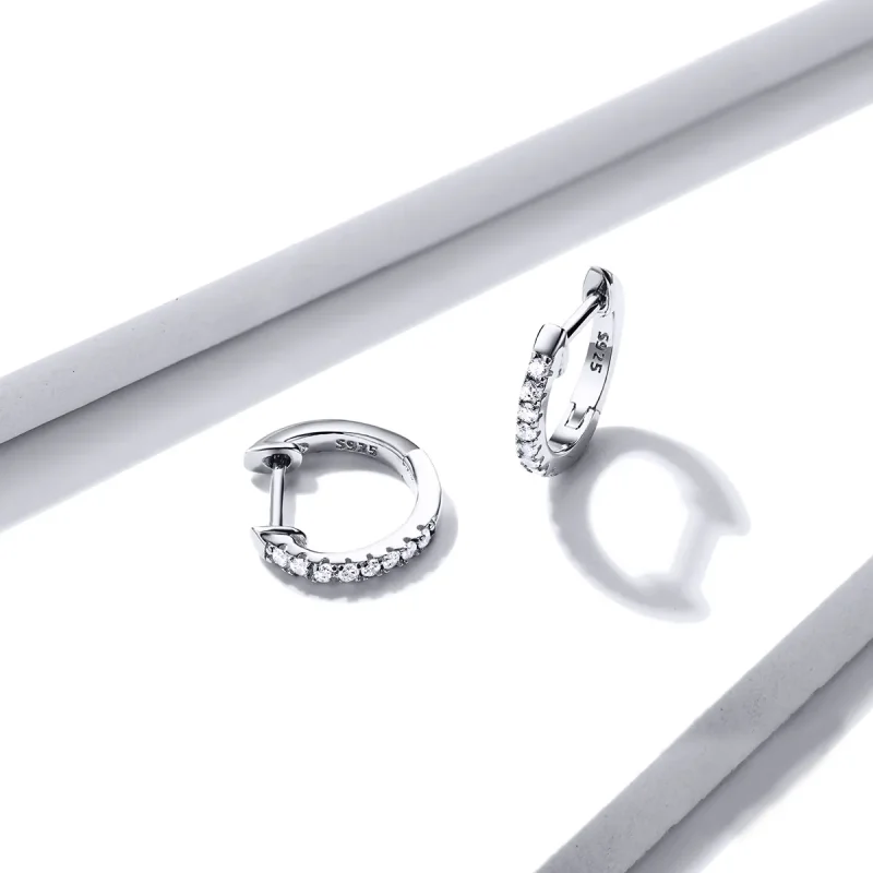 (bilde for) Pandora Style Silver Small Circle Hoop øredobber - SCE498-A - Vis 4