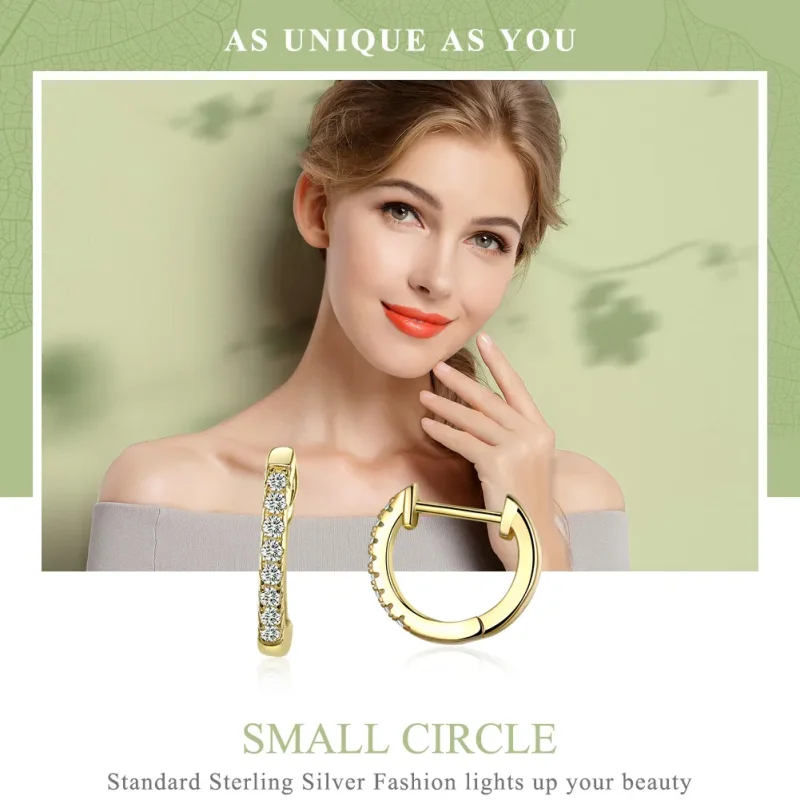 (bilde for) Pandora Style Silver Small Circle Hoop øredobber - SCE498 - Vis 2