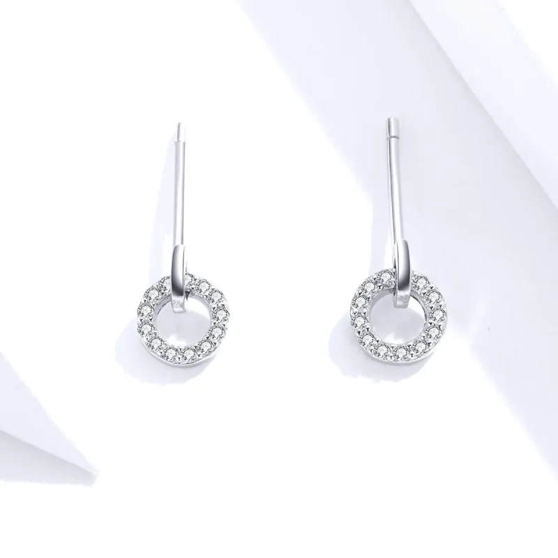 (bilde for) Pandora Style Silver Small Circle Stud øredobber - SCE767 - Vis 2