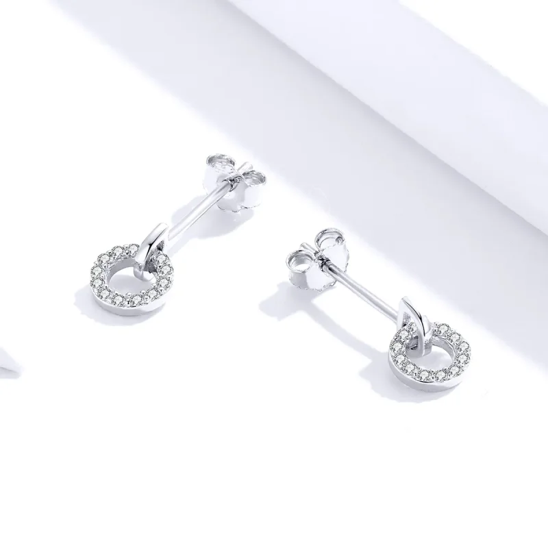 (bilde for) Pandora Style Silver Small Circle Stud øredobber - SCE767 - Vis 3