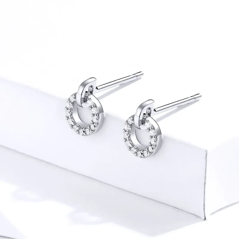 (bilde for) Pandora Style Silver Small Circle Stud øredobber - SCE767 - Vis 4