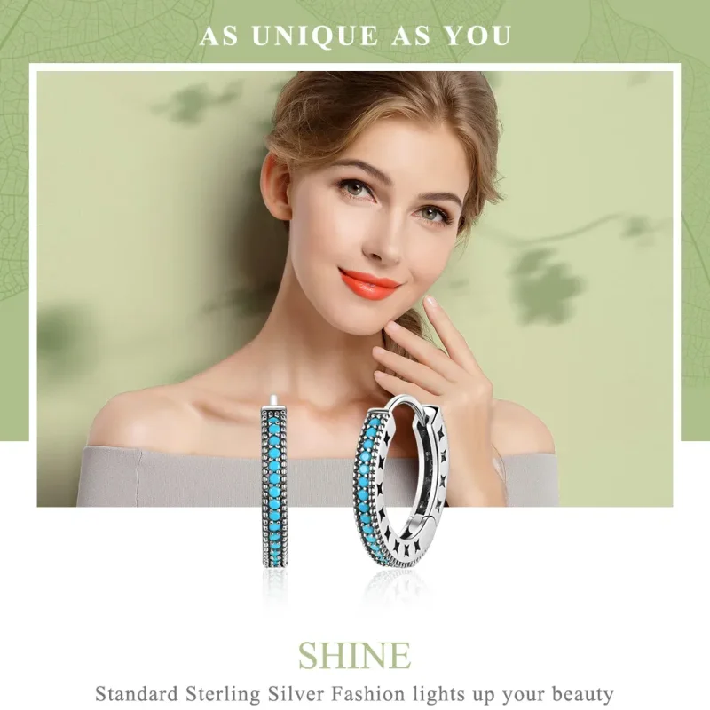 (bilde for) Pandora Style Silver Sparkle Hoop øredobber - SCE493 - Vis 2