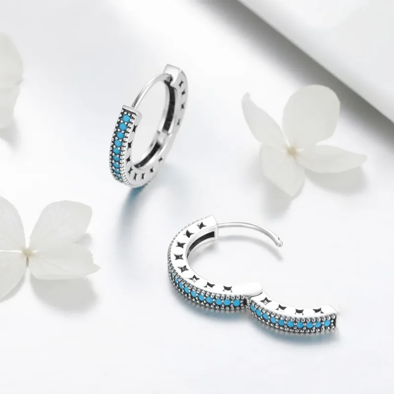 (bilde for) Pandora Style Silver Sparkle Hoop øredobber - SCE493 - Vis 4