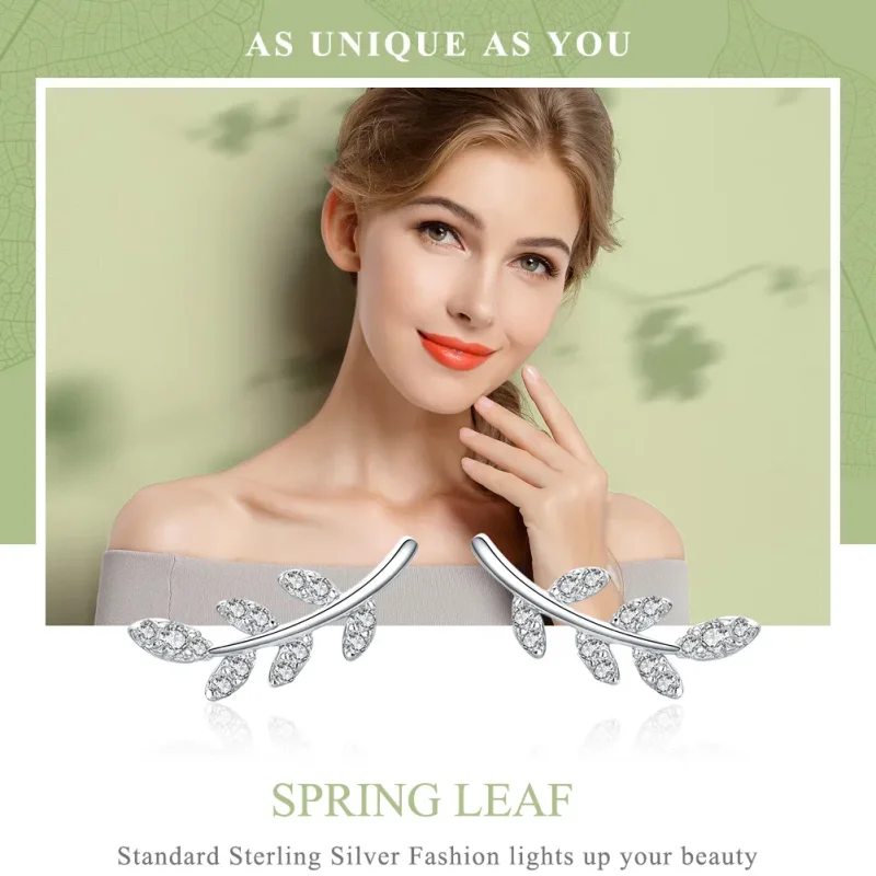 (bilde for) Pandora Style Silver Spring Leaves Stud øredobber - BSE031 - Vis 6