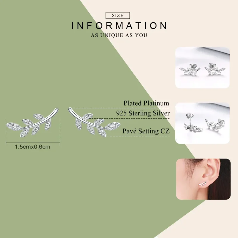 (bilde for) Pandora Style Silver Spring Leaves Stud øredobber - BSE031 - Vis 7