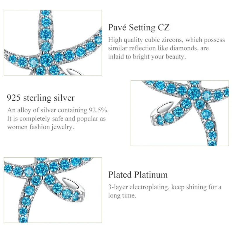 (bilde for) Pandora Style Silver Starfish Stud øredobber - BSE136 - Vis 3