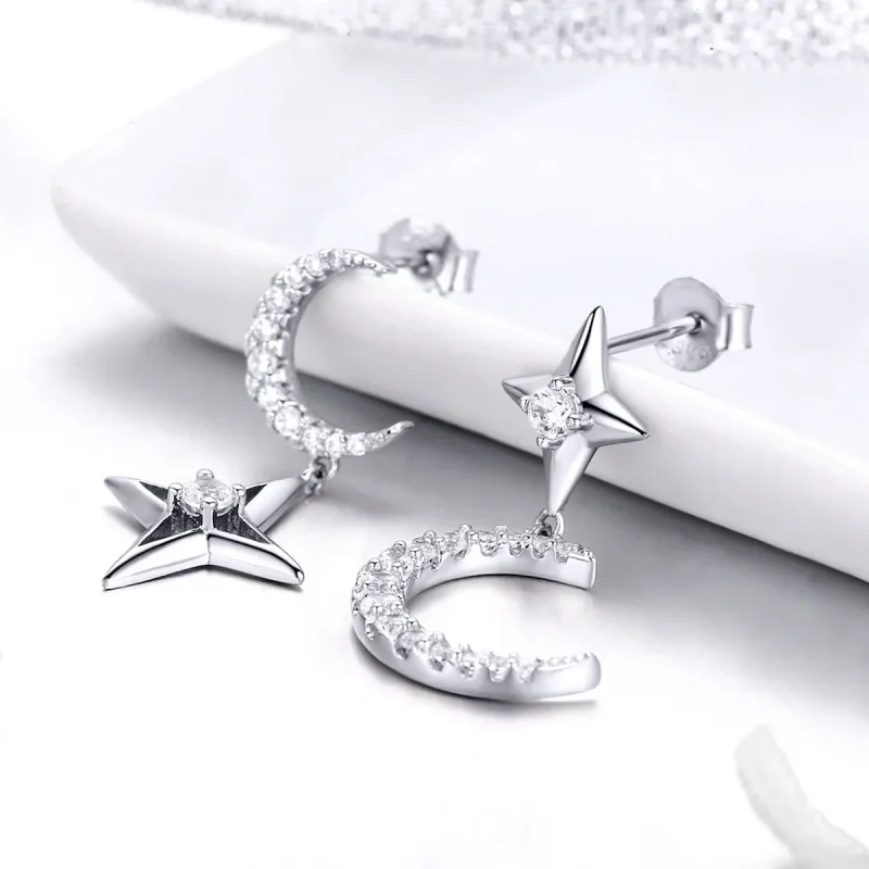 (bilde for) Pandora Style Silver Starlight Moon Sky Dangle øredobber - BSE050 - Vis 2