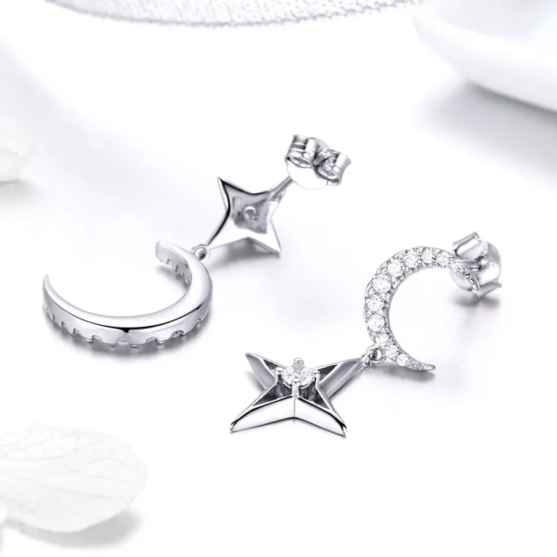 (bilde for) Pandora Style Silver Starlight Moon Sky Dangle øredobber - BSE050 - Vis 4