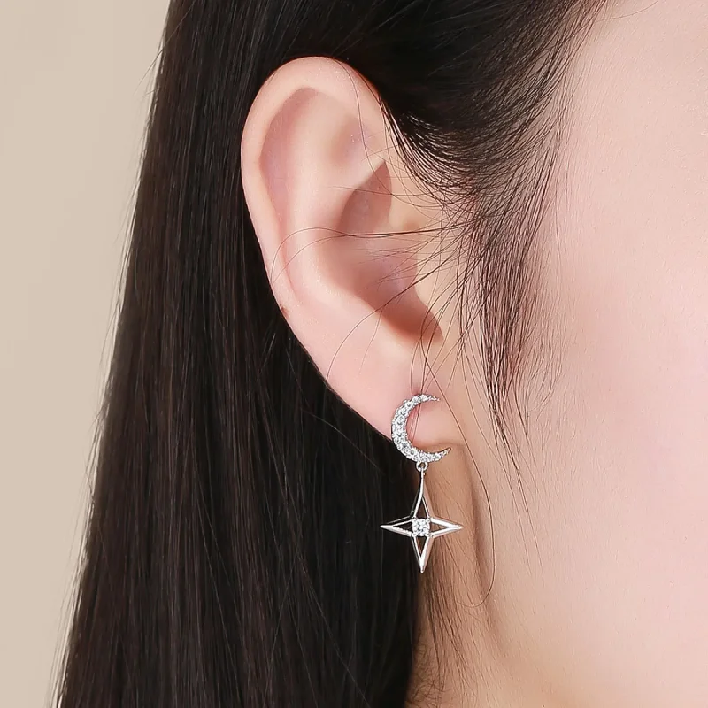 (bilde for) Pandora Style Silver Starlight Moon Sky Dangle øredobber - BSE050 - Vis 6