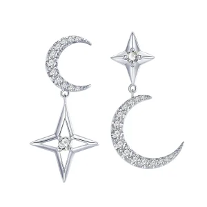 (bilde for) Pandora Style Silver Starlight Moon Sky Dangle øredobber - BSE050