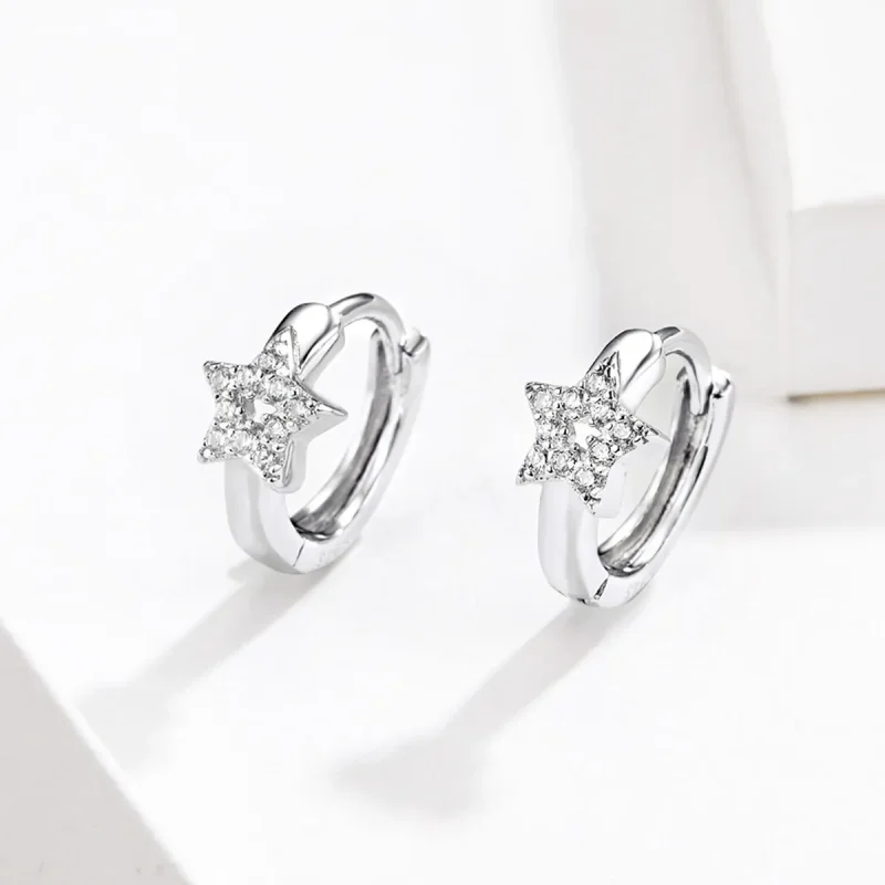 (bilde for) Pandora Style Silver Starry Light Hoop øredobber - BSE172 - Vis 2