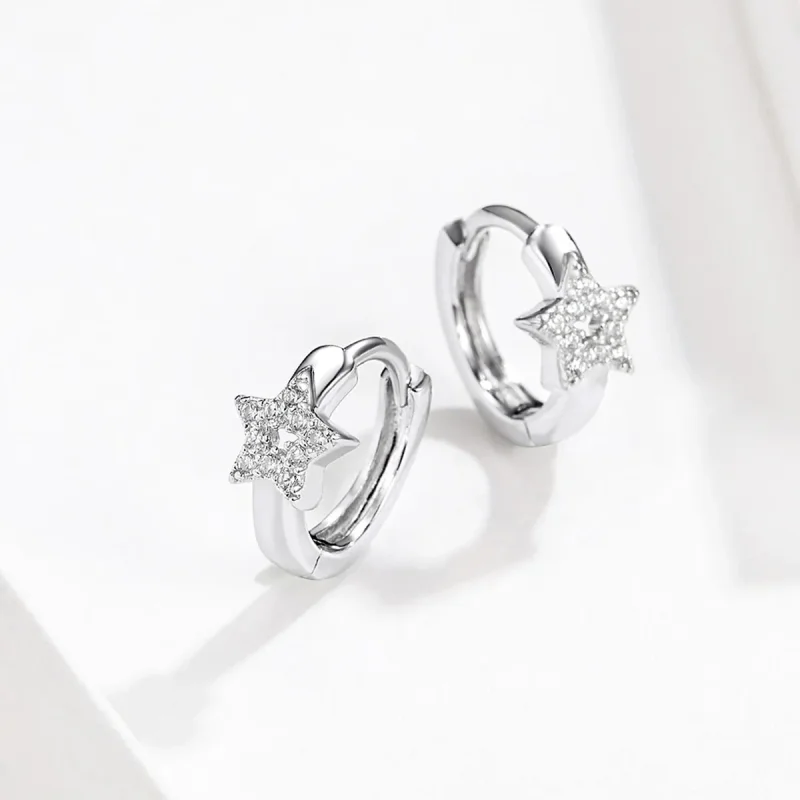 (bilde for) Pandora Style Silver Starry Light Hoop øredobber - BSE172 - Vis 4