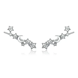 (bilde for) Pandora Style Silver Stars And Moon Stud øredobber - SCE926