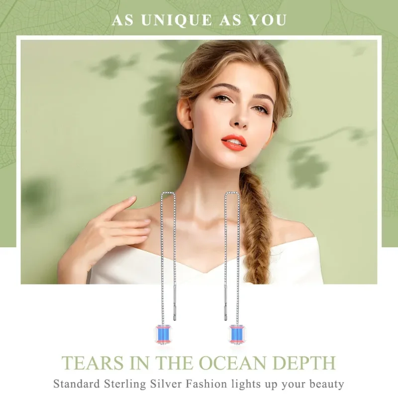 (bilde for) Pandora Style Silver Tears In The Ocean Depth Hengende øredobber - SCE501 - Vis 2