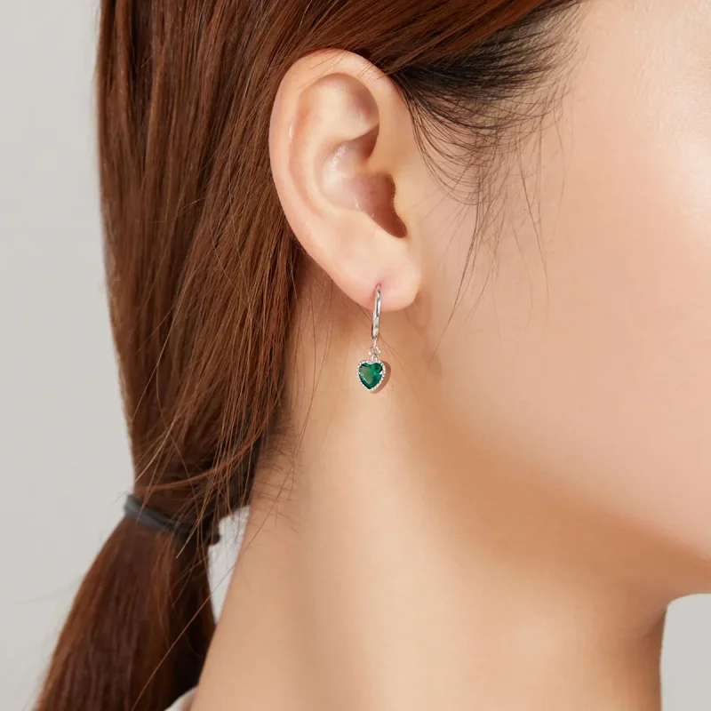 (bilde for) Pandora Style Silver The Love of The Snake & Green Heart Dingle øredobber - SCE1 - Vis 5