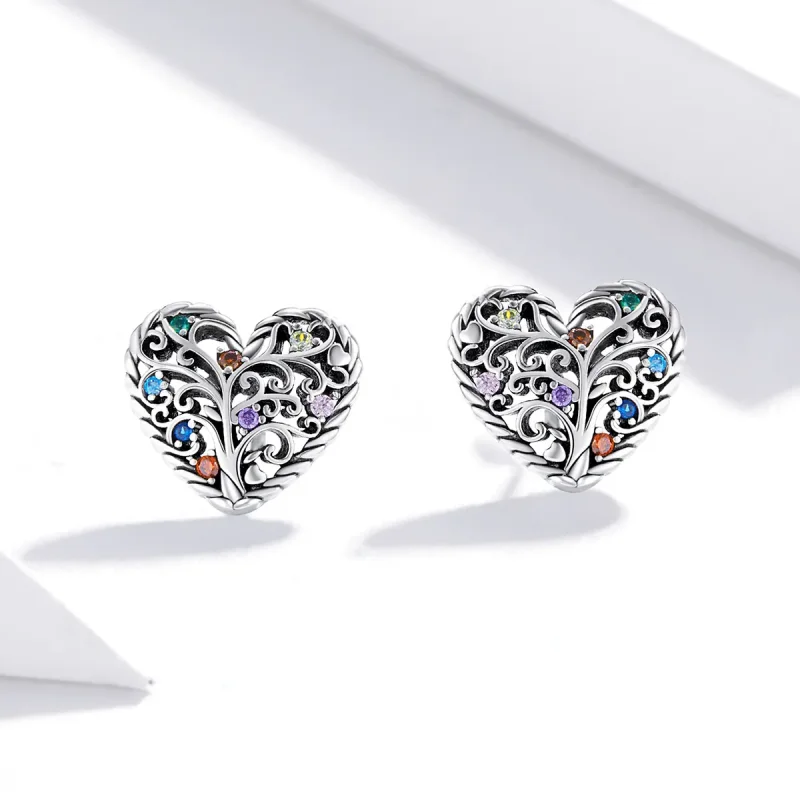 (bilde for) Pandora Style Silver Tree of Life ørepynt - SCE933 - Vis 3