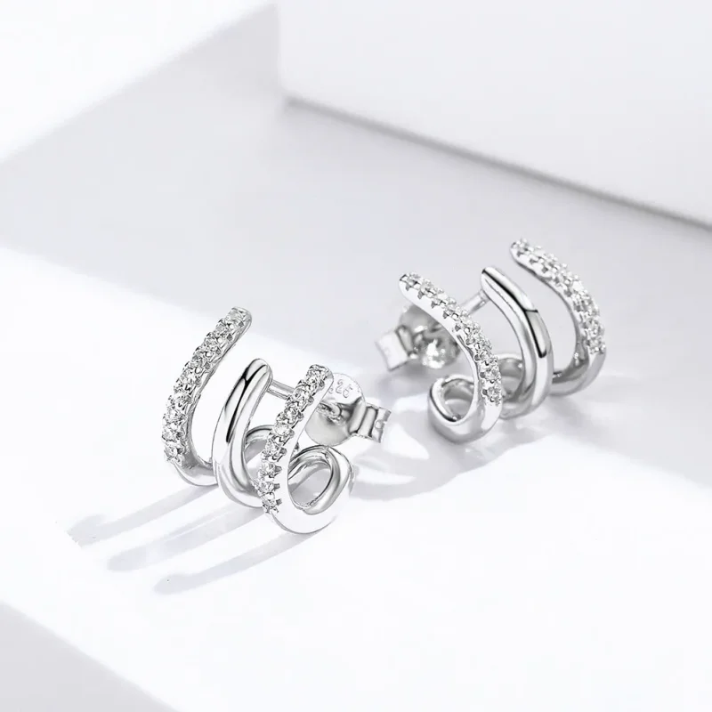 (bilde for) Pandora Style Silver Twist Stud øredobber - SCE585 - Vis 2