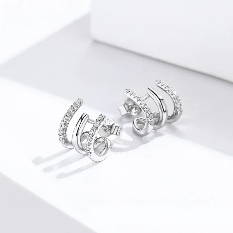 (bilde for) Pandora Style Silver Twist Stud øredobber - SCE585 - Vis 4