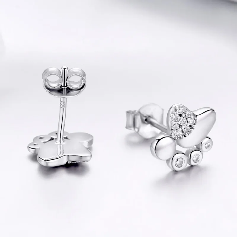 (bilde for) Pandora Style Sølv Anti-Allergi Søt Kattunge Footprints øredobber - BSE033 - Vis 4