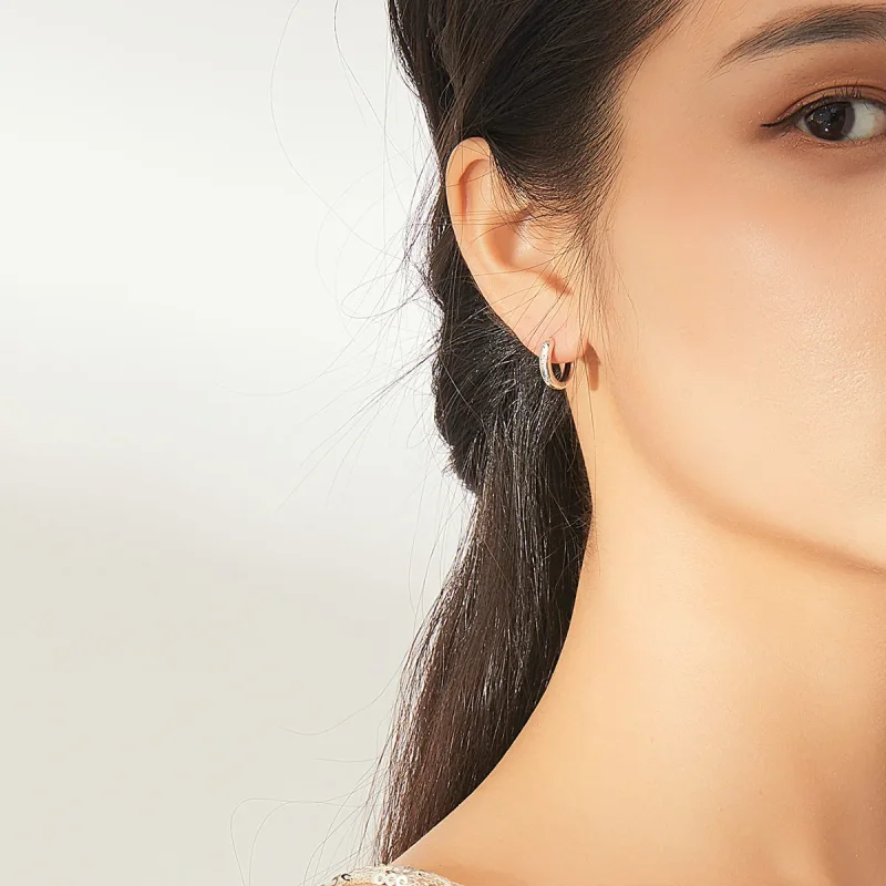 (bilde for) Pandora Style Sølv Anti-Allergy Stars Hoop øredobber - SCE873 - Vis 6