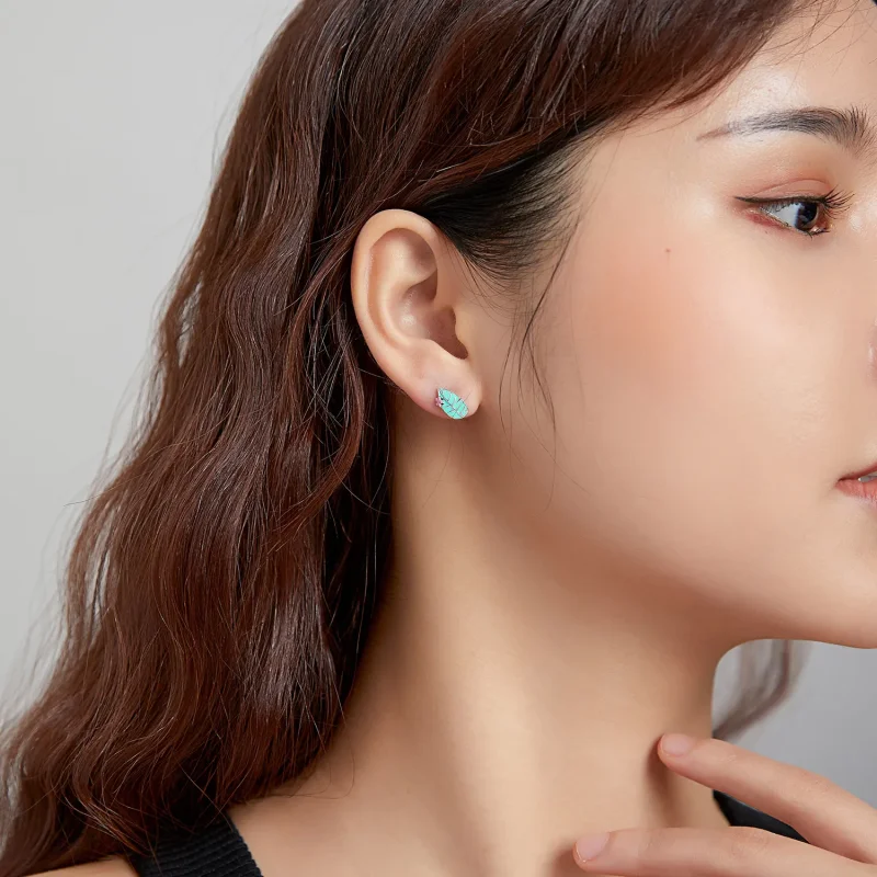 (bilde for) Pandora Style Sølv Big Beaked Bird And Leaf Stud øredobber - SCE1083 - Vis 5