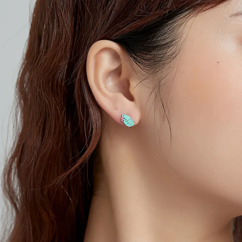 (bilde for) Pandora Style Sølv Big Beaked Bird And Leaf Stud øredobber - SCE1083 - Vis 8