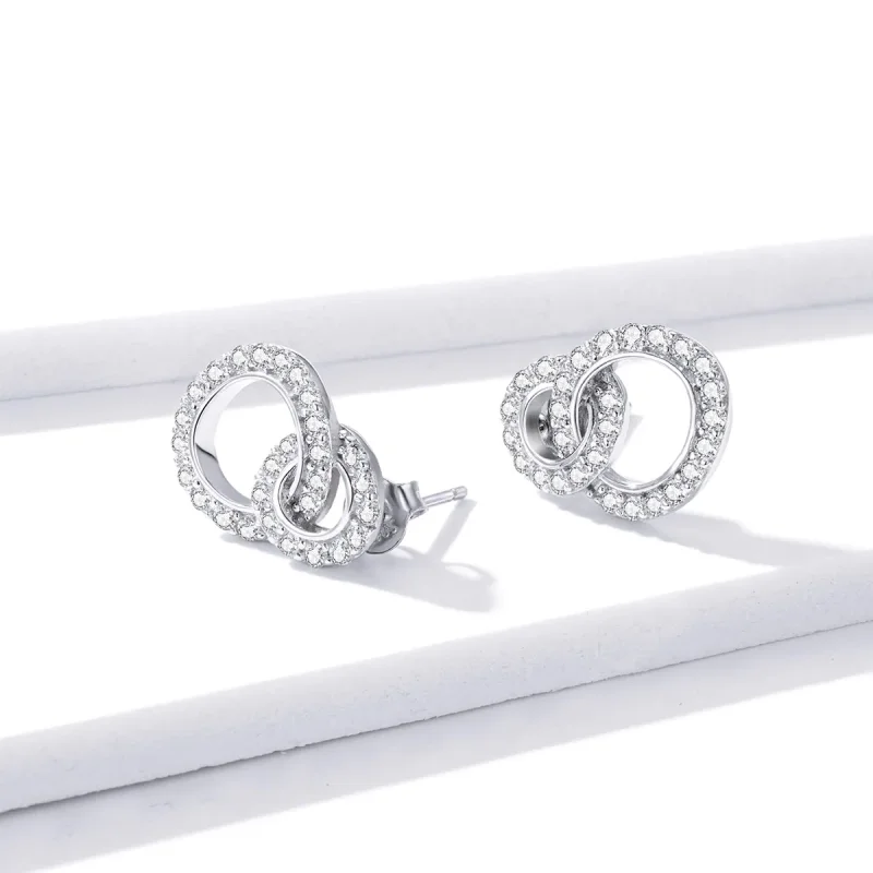 (bilde for) Pandora Style sølv blendende doble øredobber - BSE388 - Vis 3
