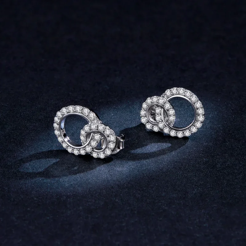 (bilde for) Pandora Style sølv blendende doble øredobber - BSE388 - Vis 5