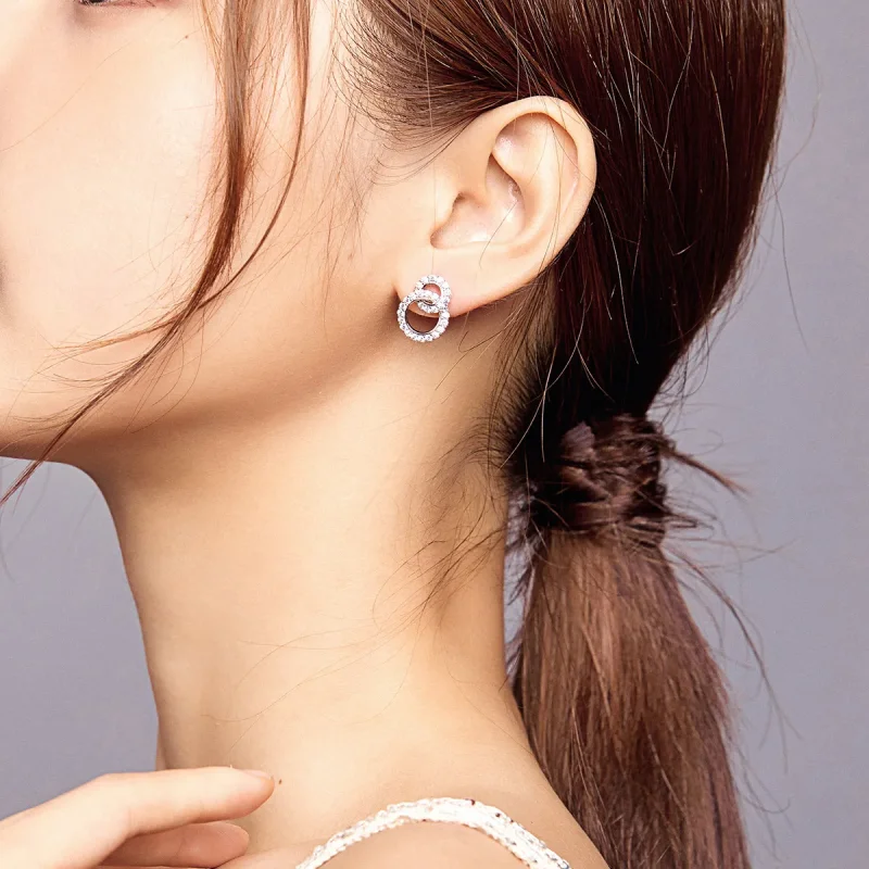(bilde for) Pandora Style sølv blendende doble øredobber - BSE388 - Vis 6