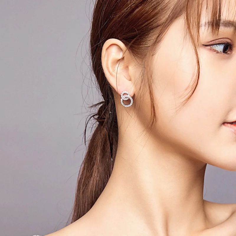 (bilde for) Pandora Style sølv blendende doble øredobber - BSE388 - Vis 7