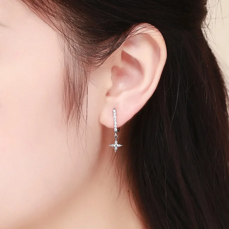 (bilde for) Pandora Style Sølv Blinkende Natthengende Øredobber - SCE446 - Vis 5