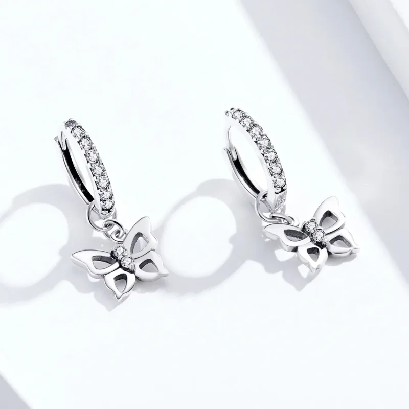 (bilde for) Pandora Style Sølv Butterfly Dingle øredobber - SCE833 - Vis 2