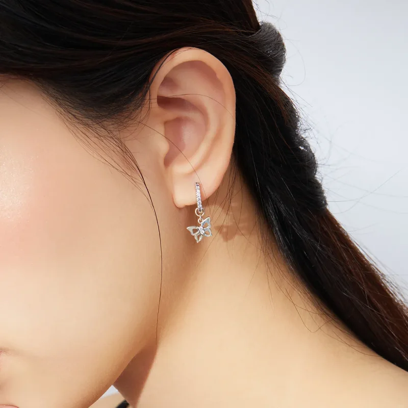 (bilde for) Pandora Style Sølv Butterfly Dingle øredobber - SCE833 - Vis 6