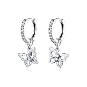 (bilde for) Pandora Style Sølv Butterfly Dingle øredobber - SCE833