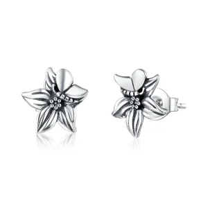 (bilde for) Pandora Style Sølv Butterfly Love Flowers Stud øredobber - SCE887