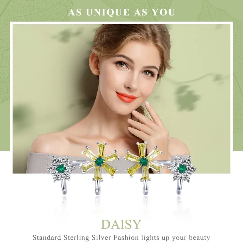 (bilde for) Pandora Style Sølv Daisy Flower Stud øredobber - SCE487 - Vis 2