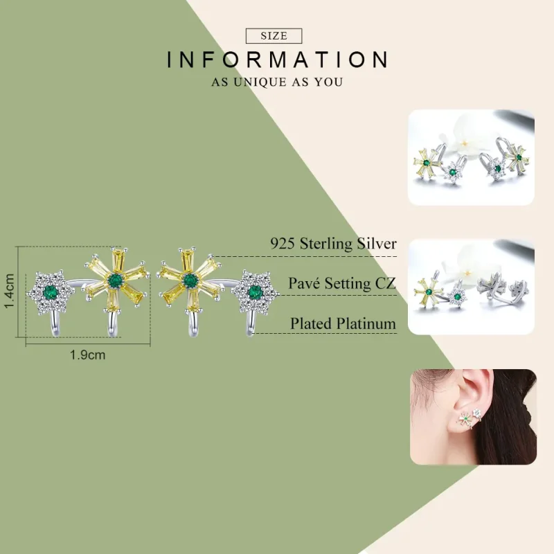 (bilde for) Pandora Style Sølv Daisy Flower Stud øredobber - SCE487 - Vis 3