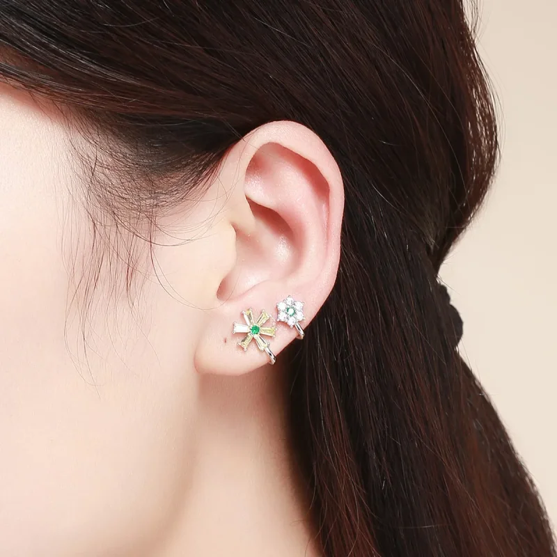 (bilde for) Pandora Style Sølv Daisy Flower Stud øredobber - SCE487 - Vis 4