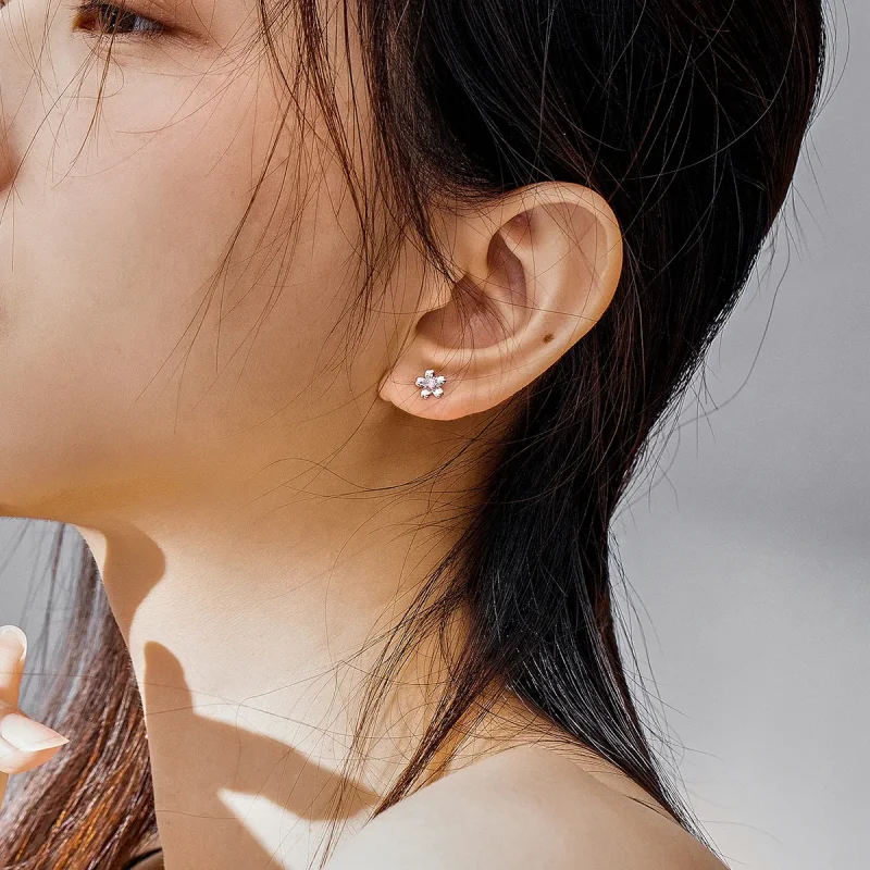 (bilde for) Pandora Style Sølv Daisy Flower Stud øredobber - SCE784 - Vis 7