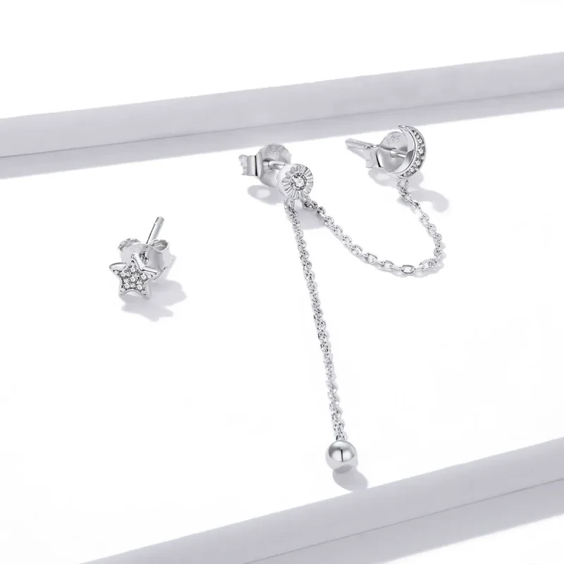 (bilde for) Pandora Style Sølv Dreamy Moon & Stars Dangle øredobber - BSE431 - Vis 4