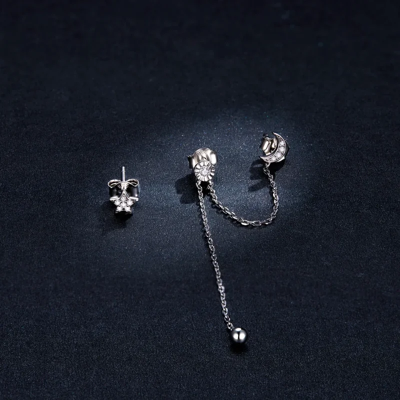 (bilde for) Pandora Style Sølv Dreamy Moon & Stars Dangle øredobber - BSE431 - Vis 5