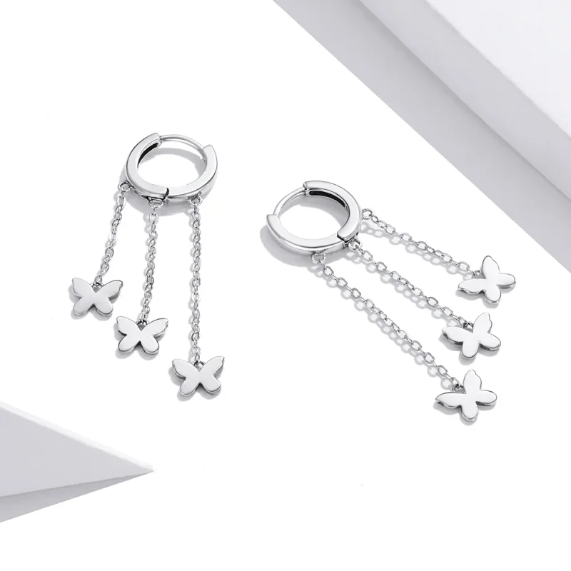 (bilde for) Pandora Style Sølv Dusk Butterfly Dingle øredobber - SCE1173 - Vis 2