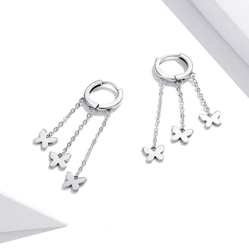 (bilde for) Pandora Style Sølv Dusk Butterfly Dingle øredobber - SCE1173 - Vis 3