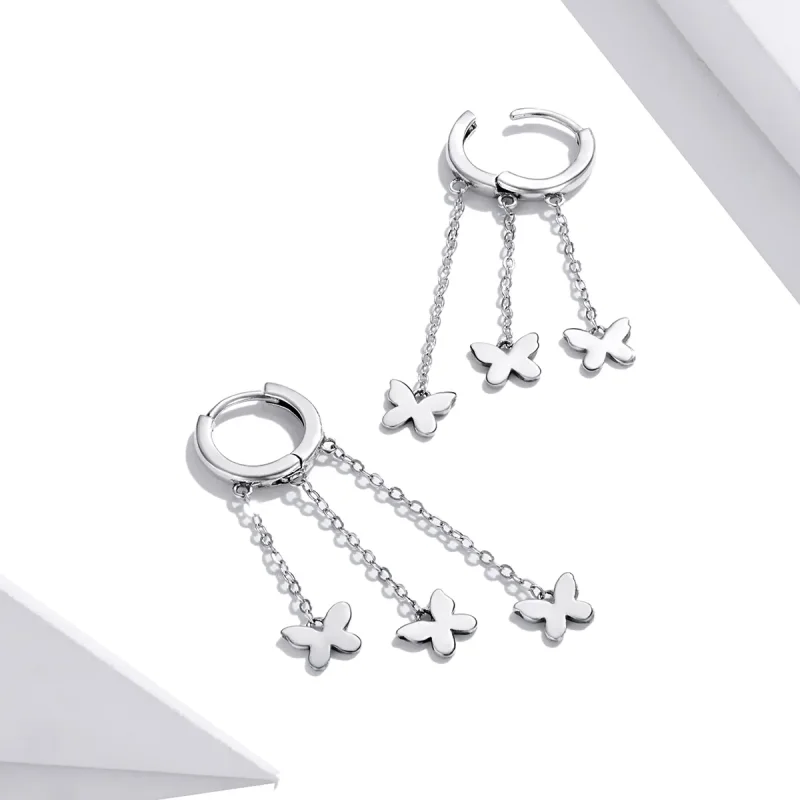 (bilde for) Pandora Style Sølv Dusk Butterfly Dingle øredobber - SCE1173 - Vis 4