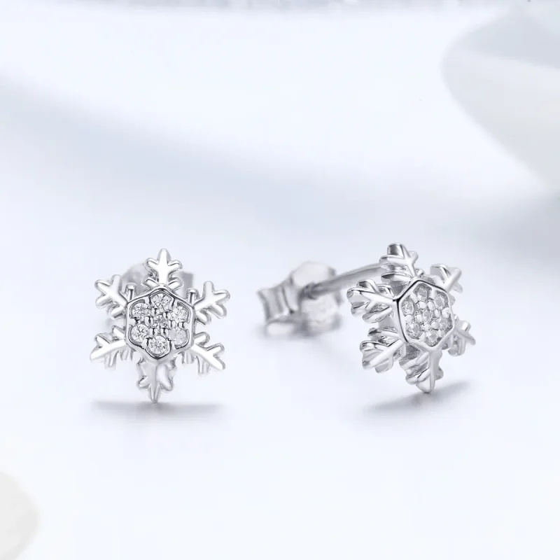 (bilde for) Pandora Style Sølv Elegant Snowflakes Stud øredobber - BSE009 - Vis 3