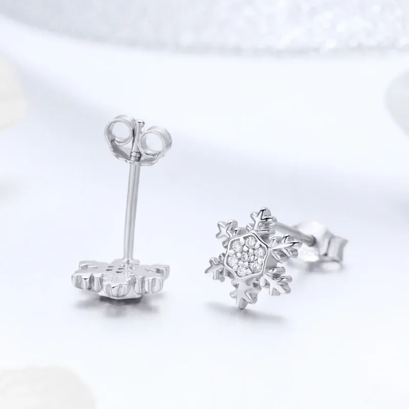(bilde for) Pandora Style Sølv Elegant Snowflakes Stud øredobber - BSE009 - Vis 4