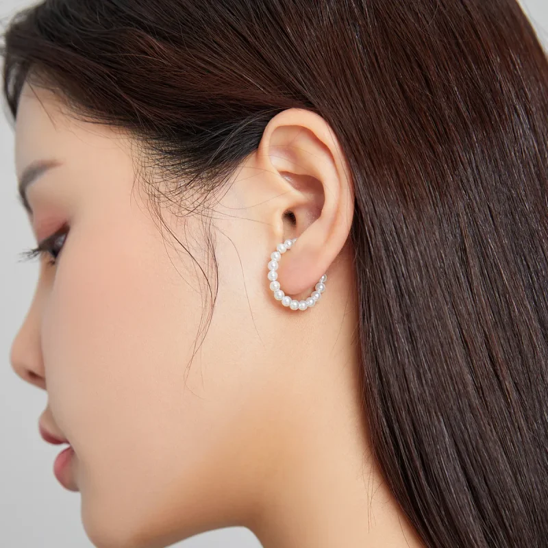 (bilde for) Pandora Style Sølv enkel perle Øreklips - SCE1010 - Vis 7